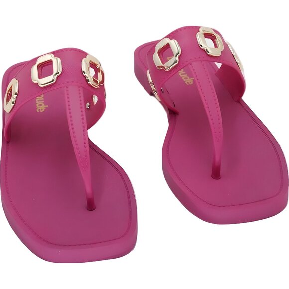 Larroudé Milan Grommet Thong Flip Flop Sandals Jelly Pink Women US 7 EU 38 - Picture 1 of 6